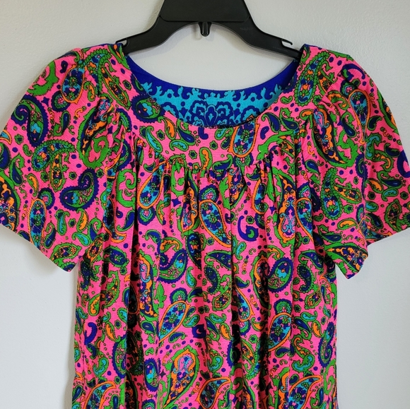 Vintage Neon Paisley House Dress - Picture 3 of 8